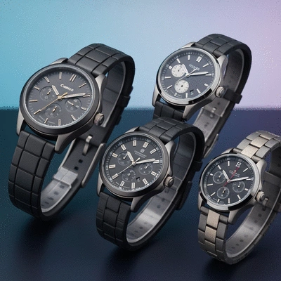 Stylish collection of diverse watches displayed on a stand