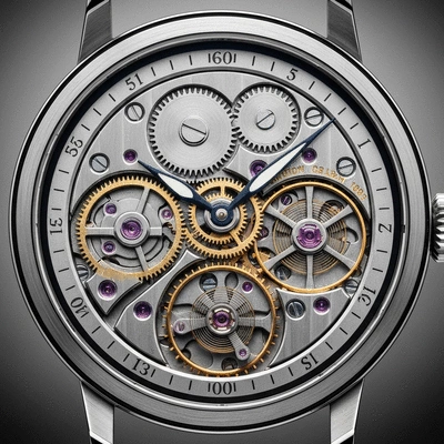 Close-up of a meticulously crafted independent watch, showcasing intricate movements and artistic design, no text, no words, no typography, clean image
