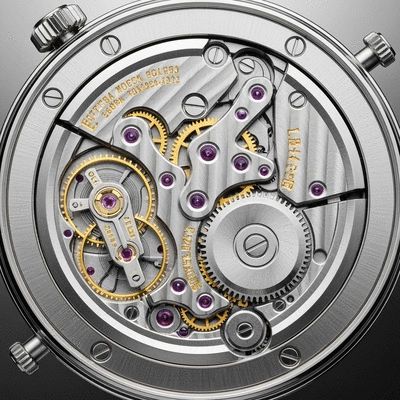 Close-up view of intricate mechanical watch movement with gears and springs