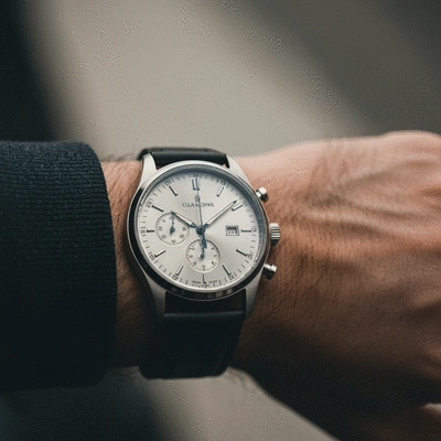 Stylish mechanical watch on a man's wrist, close-up